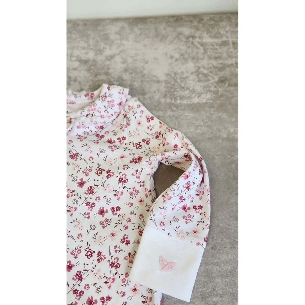 Petite Plume Newborn Baby Girl Floral Footed Pink Sleep Pajama Cotton 0-3 Months